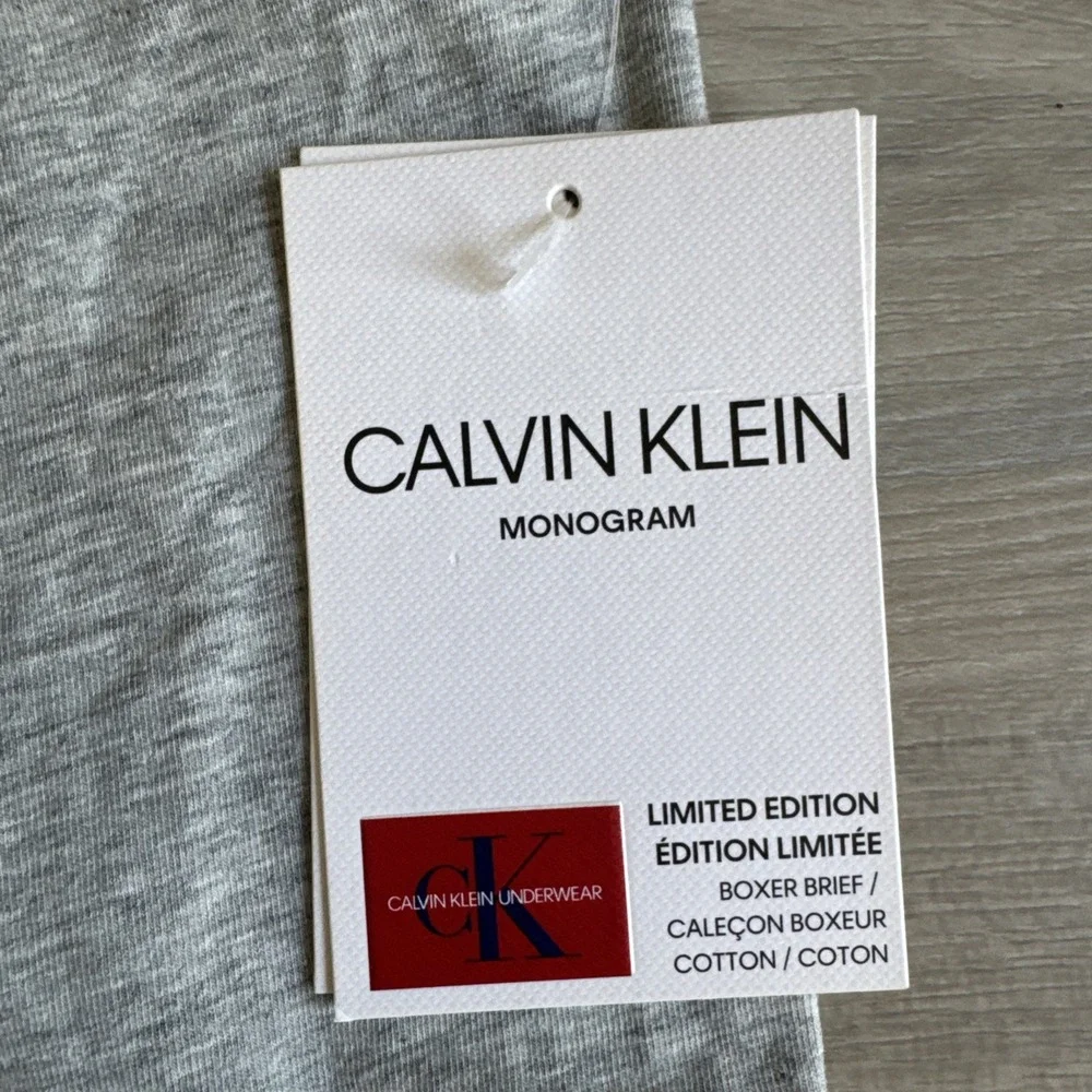 Calvin Klein Monogram Boxer Brief Underwear NWT NEW Grey Red Men's Large